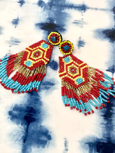 Audra Beaded Earrings- Red + Yellow
