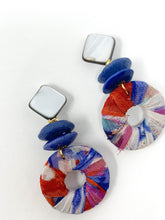 Sevy Fabric Earrings | Blue + Red