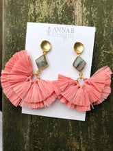Raffia Fan Earrings-Pink
