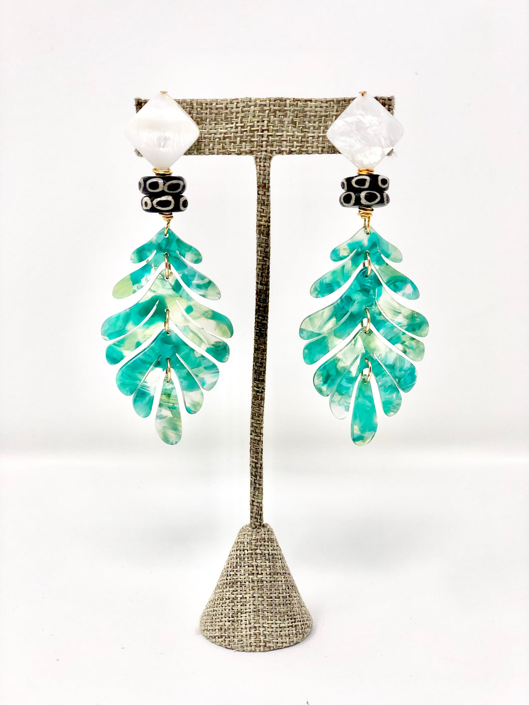 Tamara Acrylic Earrings | Green & Black
