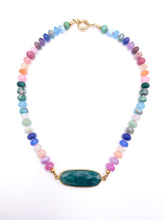 Rainbow necklace with bezel pendant
