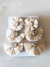 Triple Raffia Floral Earrings-Ivory