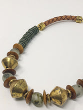 Leather, Brass and Bone Necklace