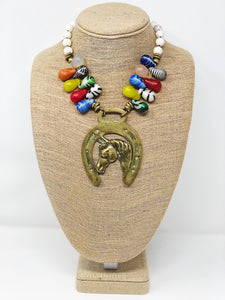 African Wedding Bead Horsebrass Necklace