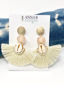 Lana Cowrie Earrings- Pink