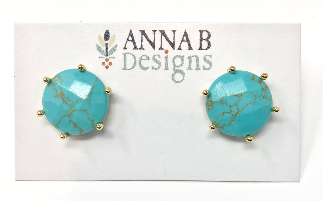 Clara Stud Earrings-Turquoise