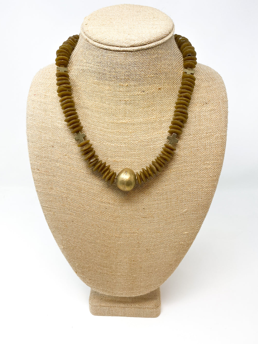 Taber African Glass Necklace | Mocha