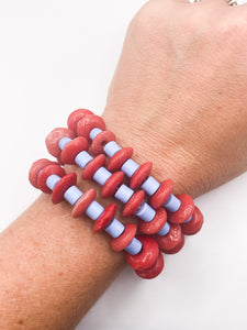 DeeDee Stretch bracelet | Red + Periwinkle