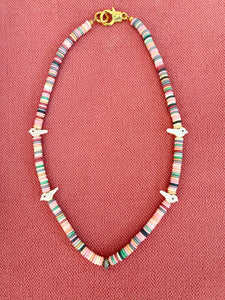 Multicolor bird necklace