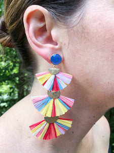 Raffia 3-tier earrings-Multi