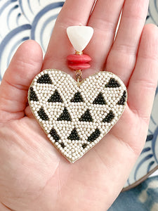 Alice Heart Earrings-Cream