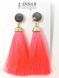 Cassandra Tassel Earrings- Bright Coral