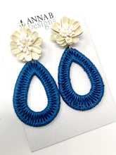 Farris Floral Earrings- Blue + Cream