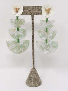 Paola Resin Earrings- Green + White
