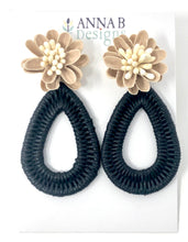 Farris Floral Earrings-Black + Camel