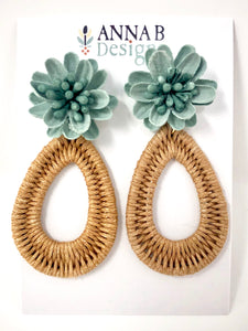 Farris Floral Earrings-Natural + Aqua