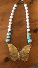 Howlite necklace with butterfly pendant