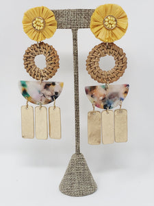 Raffia Serena Earrings- Yellow Multi