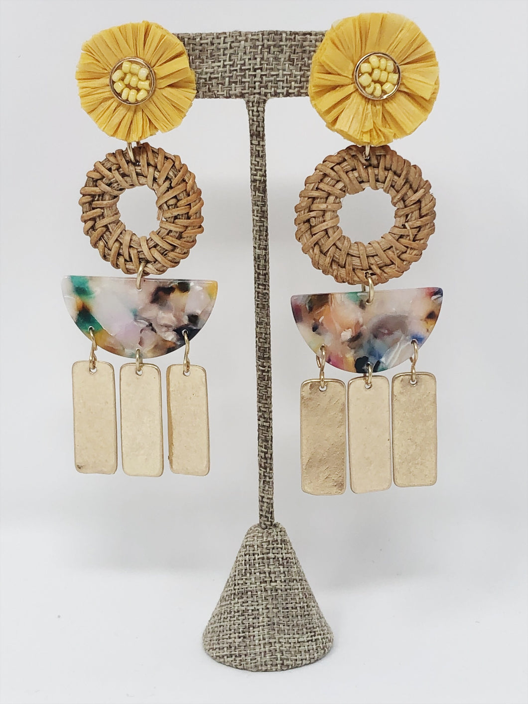 Raffia Serena Earrings- Yellow Multi
