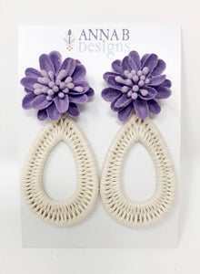 Farris Floral Earrings-Purple