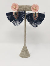 Corrine Silky Fringe Earrings-Navy