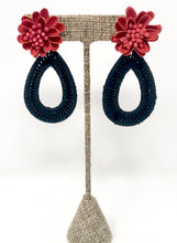 Farris Floral Earrings- Black + Red