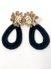 Farris Floral Earrings-Black + Camel