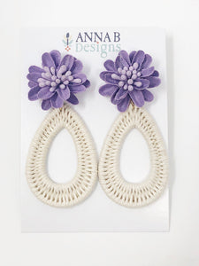 Farris Floral Earrings-Purple