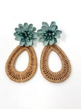Farris Floral Earrings-Natural + Aqua