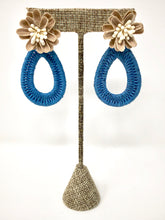 Farris Floral Earrings- Blue + Camel