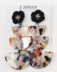 Paola Resin Earrings- Multi + Black