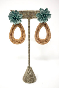 Farris Floral Earrings-Natural + Aqua