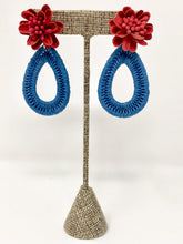 Farris Floral Earrings- Blue + Red