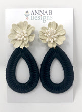 Farris Floral Earrings-Black + Cream
