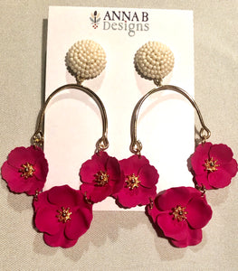 Carmen Floral Earrings- Pink