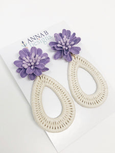 Farris Floral Earrings-Purple