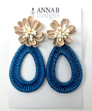 Farris Floral Earrings- Blue + Camel
