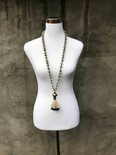 White Bone Beaded Necklace with Horsehair Tassel